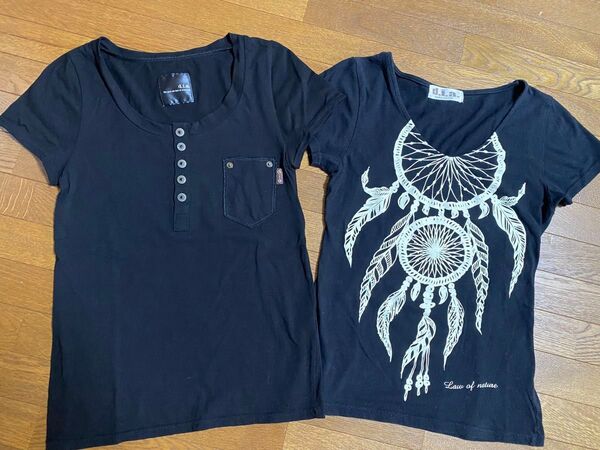 d.i.a. ダイヤ 半袖Tシャツ 黒 2枚セット