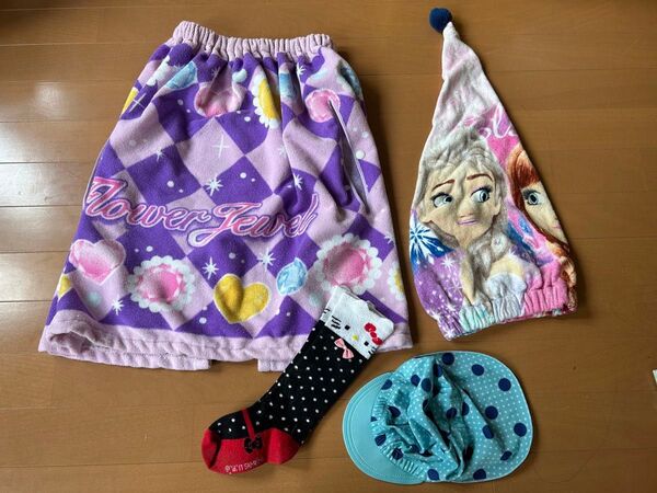 女の子 プールタオル ラップタオル 巻きタオル ヘアタオル セット