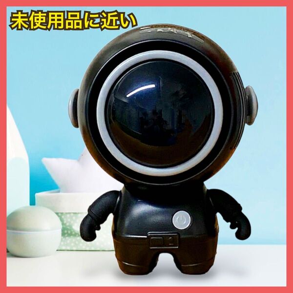 【未使用品に近い】ミニ扇風機 ポータブルファン USB充電 ハンディファン 宇宙飛行士型 ブラック