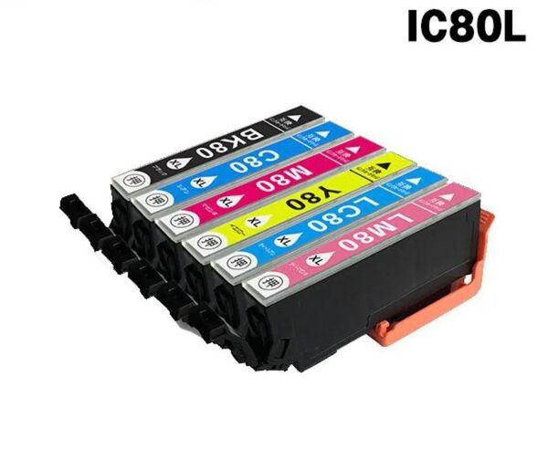 エプソン IC80 L 互換 インクカートリッジ 増量 ブラック シアン マゼンダ イエロー ライトマゼンタ ライトシアン 6色セ