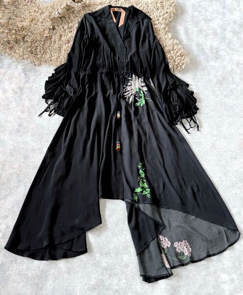 ヌメロ ヴェントゥーノ ロングワンピース ドレス アシンメトリーデザイン フラワー 花柄