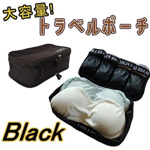MN7521 4日分の下着が楽々入る!黒 ランジェリーポーチ
