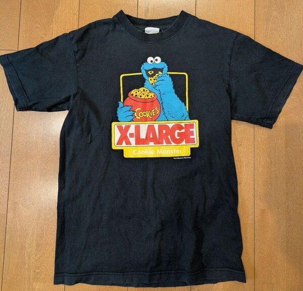 X-LARGE クッキーモンスター Tシャツ ブラック 古着 エクストララージ セサミ ストリート レア コラボ