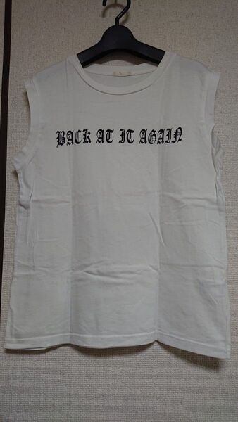 GU ロゴ タンクトップ ノースリーブTシャツ 綿100% コットン