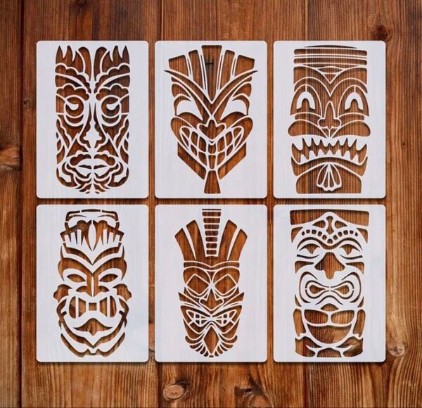 TIKI ティキ ステンシル 6枚セット ハワイアン マオリ ポリネシアン