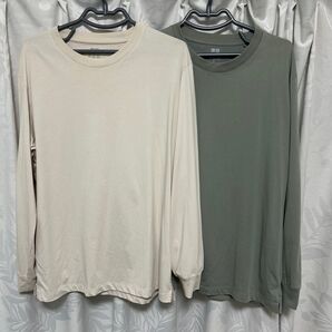 2着セット UNIQLO エアリズムコットンクルーネックTシャツ 長袖