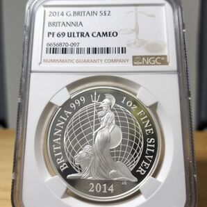 NGC 2014年ブリタニア銀貨PF69ULTRA CAMEO イギリス