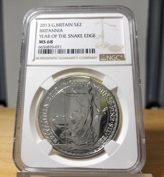 2013年ブリタニア銀貨NGC MS68 イギリス 1オンス 銀貨