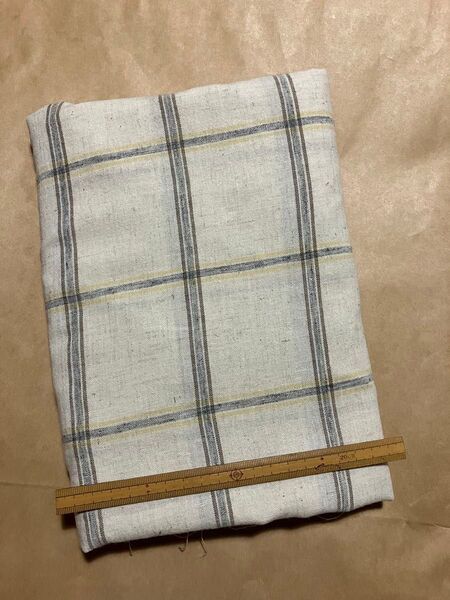 check&stripe 杢グレーチェック 108巾 ×2m コットンリネン生地