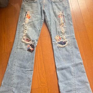 超希少!TRUE RELIGION フレアデニム【クラッシュ・リペアカスタム】