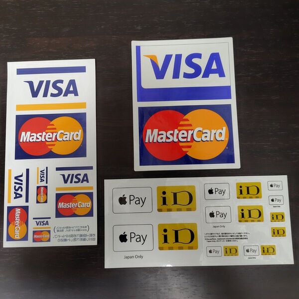 VISA・MasterCard、iD 加盟店用ステッカー 3枚セット ノベルティ