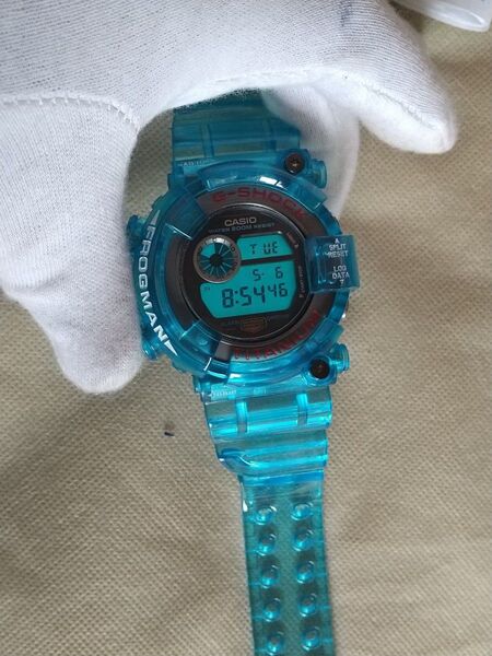 CASIO G-SHOCK 1995年発売生産終了フロッグマンDW8200-1A 電池式 社外パーツブルー染色 未使用