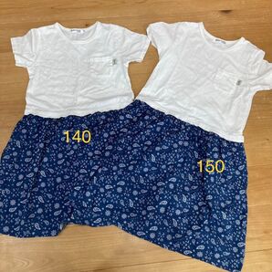 ベベ BEBE BUZZ FUZZワンピース 2着セット 140 150 姉妹コーデ