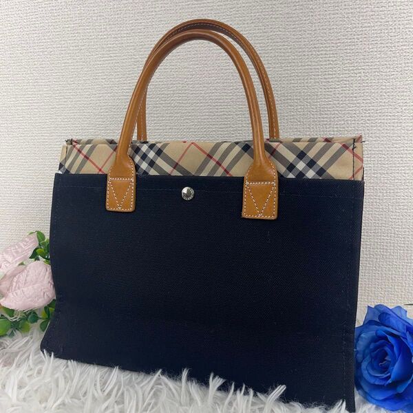 極美品 バーバリーブルーレーベル トートバッグ ノバチェック レザー BURBERRY BLUE LABEL