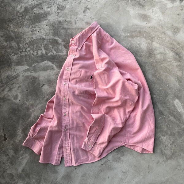 90s Ralph Lauren ラルフローレン BIG SHIRTビッグシャツ ボタンダウンシャツ 古着 長袖シャツ ピンク
