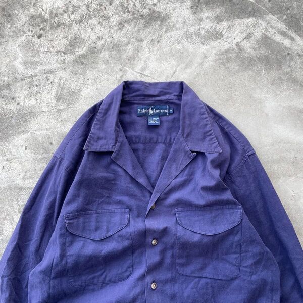 90s~00s Ralph Lauren 長袖シャツ オープンカラー ループ 古着 CALDWELL M