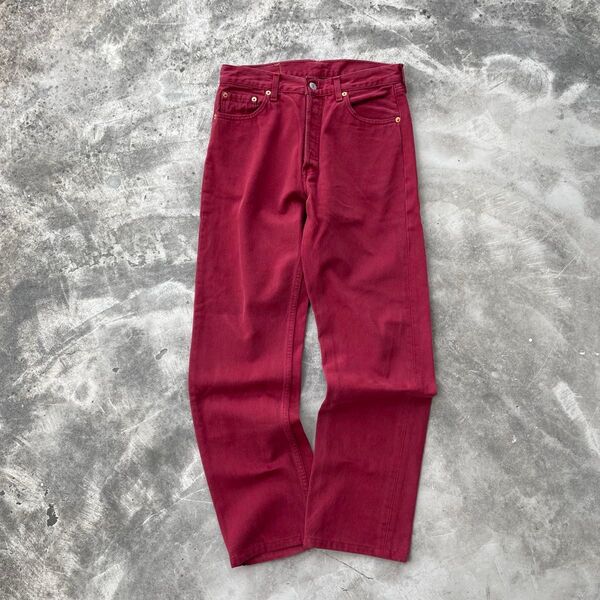 90s Euro Levi's ユーロリーバイス 501 カラーデニムパンツ スペイン製 古着 レッド ヴィンテージ