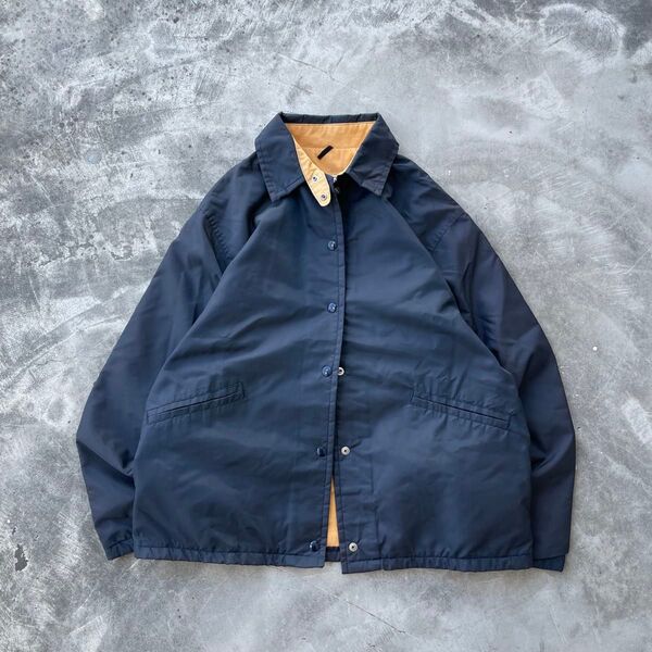 80s LLBean エルエルビーン コーチジャケット ナイロン チンスト ネイビー 古着 women's ヴィンテージ L