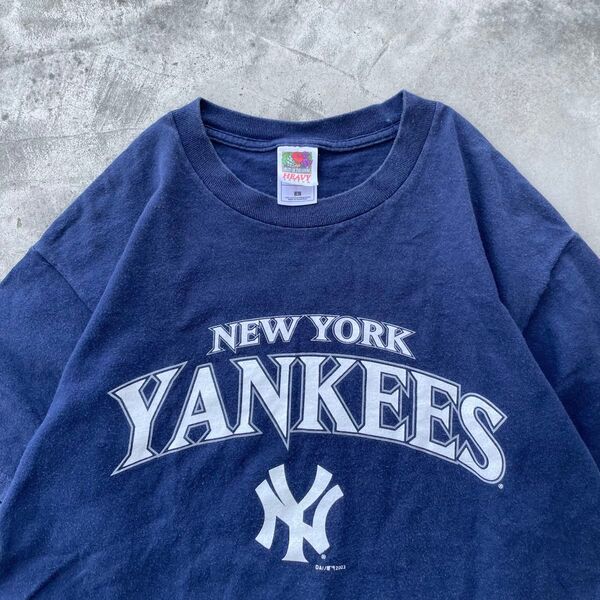 00s NEW YORK Yankees ヤンキース Tシャツ ネイビー 古着 MLB ニューヨークヤンキース ネイビー L