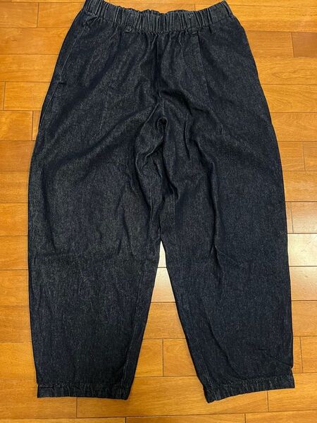 GU デニムバルーンアンクルパンツ ネイビー Lサイズ ウエスト総ゴム 股下63cm