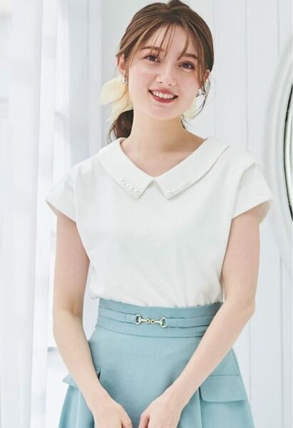 LAISSE PASSE パール衿付きカットソー