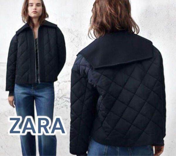 ZARA ザラ セーラーキルティングジャケット アウター 黒 ブラック Sサイズ