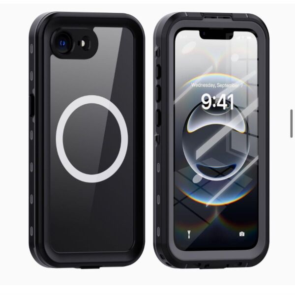 iPhone 16e 用 ケース 防水 耐衝撃 両面 360 全面保護 アイフォン16e フルカバー 防雪 防塵 ブラック
