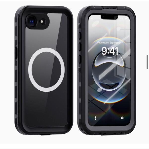 iPhone 16e 用 ケース 防水 耐衝撃 両面 360 全面保護 アイフォン16e フルカバー 防雪 防塵 ブラック