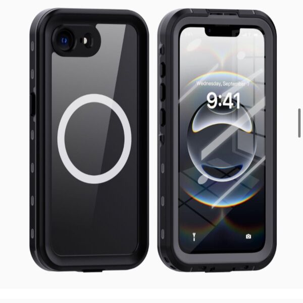 iPhone 16e 用 ケース 防水 耐衝撃 両面 360 全面保護 アイフォン16e フルカバー 防雪 防塵 ブラック