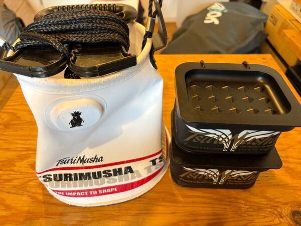 釣武者 テーパーまるバケツ F245 エサBOX ブラック×2 使用品