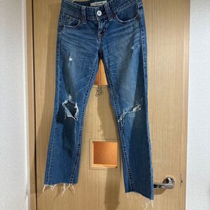Original デニムパンツ ダメージ加工 ブルー