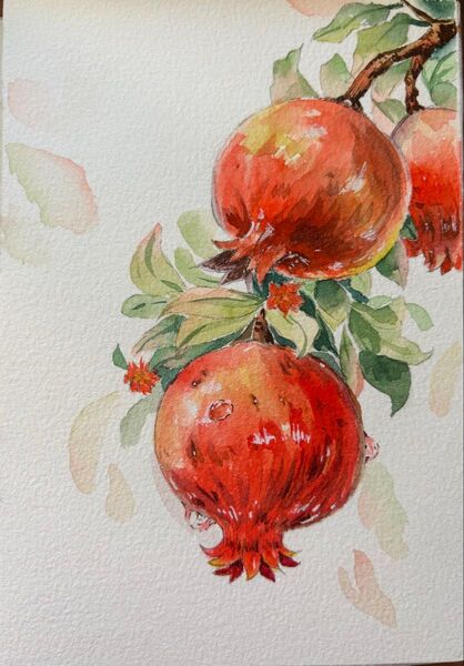 水彩画 原画 花果物風景画 絵画