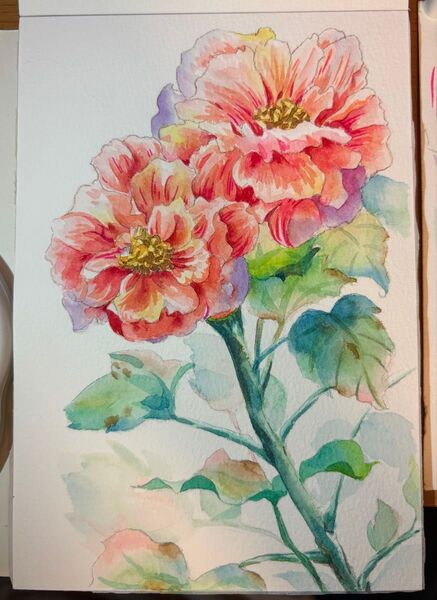 水彩画 原画 花果物風景画