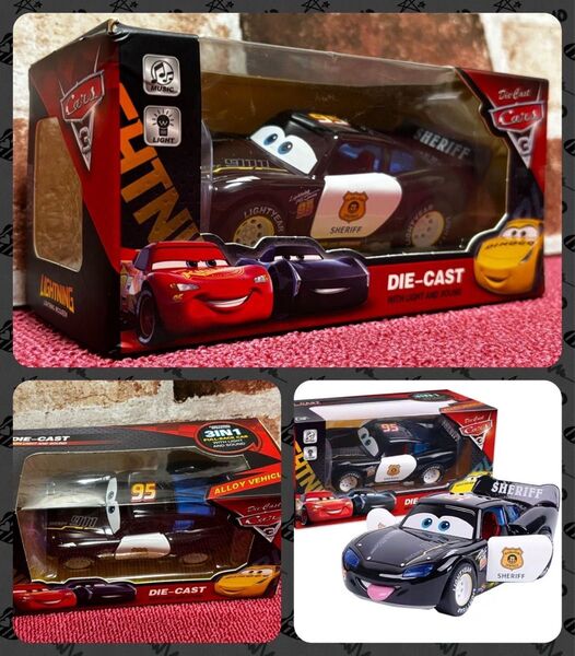 新品 カーズ ミニカー ライトニング マックィーン 黒色 ダイキャスト ライト付き 箱付き発送