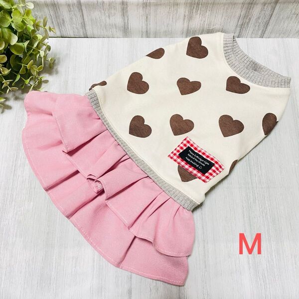 ハンドメイド★犬の服M(ハートワンピ)littlechum ドッグウェア