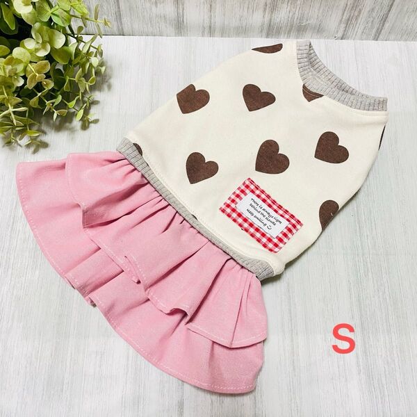 ハンドメイド★犬の服S(ハートワンピ)littlechum ペットウェア