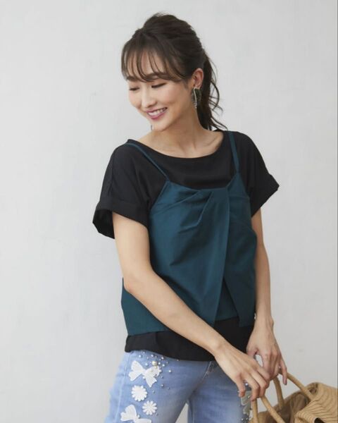 tocco closet タック入りビスチェ ダークグリーンMサイズ