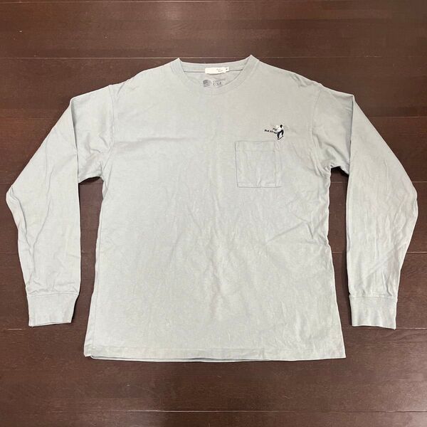 Real Wash☆ワンポイント刺繍☆コットン長袖TシャツロンT☆グリーン☆Mサイズ