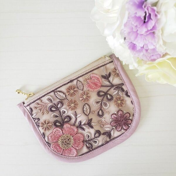☆ハンドメイド☆インド刺繍リボン ミニポーチ・9