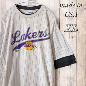 ヴィンテージ ロサンゼルス レイカーズ 80年代 グレー ミディアム Tシャツ セーラム スポーツウェア アメリカ製