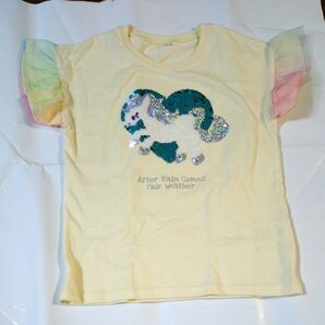 新品 女の子 キッズ Tシャツ ユニコーン スパンコール フリル size120