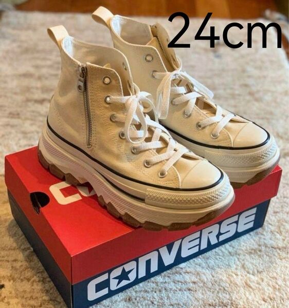 ●クーポンで200円引●CONVERSE ALLSTAR TREKWAVE Z HI 24cm バターホワイト 厚底