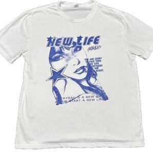 レトロ NEW LIFE プリントTシャツ 白 Lサイズ 未使用