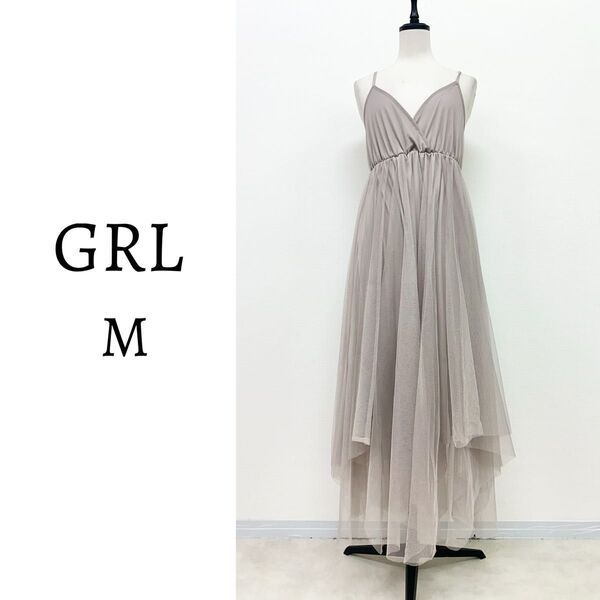 GRL グレイル キャミワンピ ロングワンピース イレヘムカットチュール M