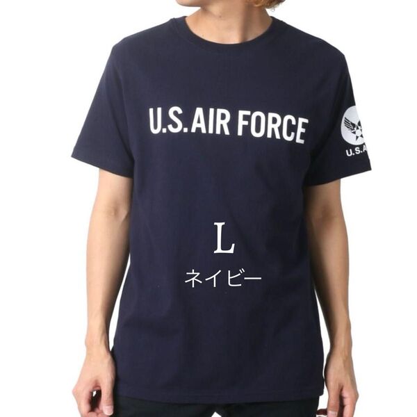 ミリタリーTシャツ ネイビー ロゴTシャツ コットン L 半袖 Tシャツ