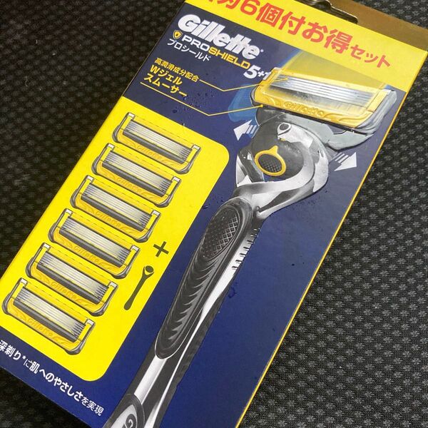 Gillette プロシールド カミソリ 本体 1コ 替刃 6コ付 うち1コは本体に装着済