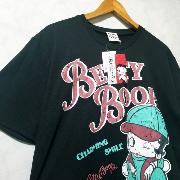 【新品】【送料無料】【L】Betty Boop メンズ Tシャツ 黒色 レトロ風 ベティーブープ