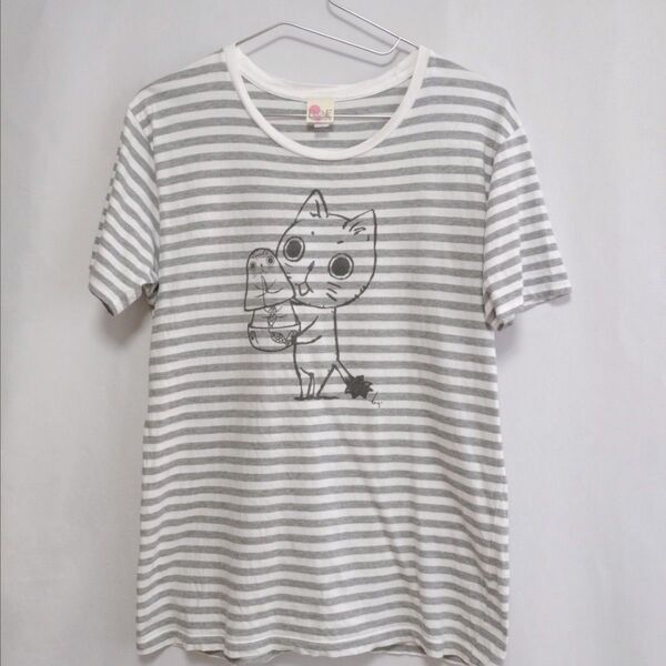 半袖 Tシャツ ボーダー猫イラスト
