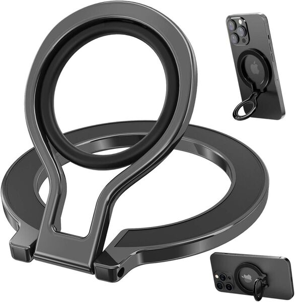 MagSafe対応 スマホリング 360°回転 マグネット リング 超磁力 携帯リング ホルダー バンカーリングメタルリング付き