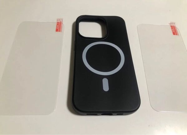 iPhone14 Pro (6.1インチ)対応 ケースMagsafe対応 ブラック+2枚フィルム